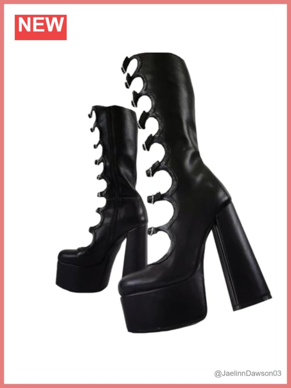 Waterproof Platform Gothic Buckle Bootie Women's Block Heel Ankle Boot